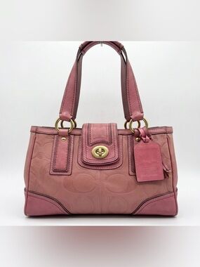 Coach Y2K 2008 Pink Leather Signature Shoulder Bag with Gold Hardware